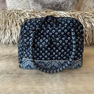 Vintage VERA BRADLEY Nantucket Navy 2005 L Bowler Bag 2 Handles Zip Top Y2K